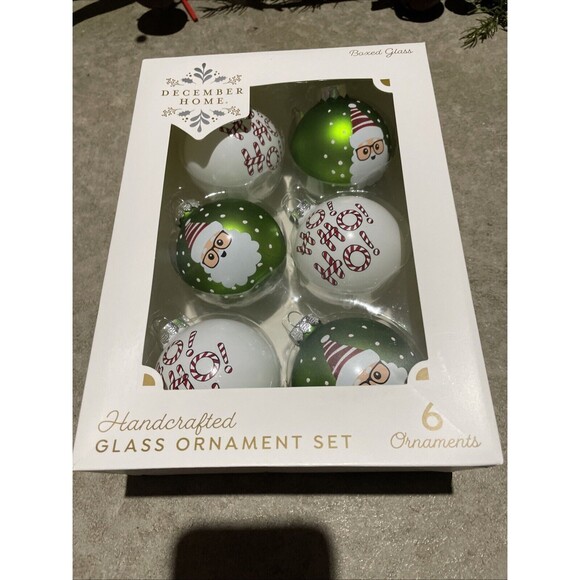 December Home Handcrafted Glass Ornament Set Of 6 - Picture 1 of 1
